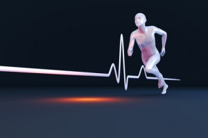 Measurement of physiology properties in a runner. 3D rendered Illustration.